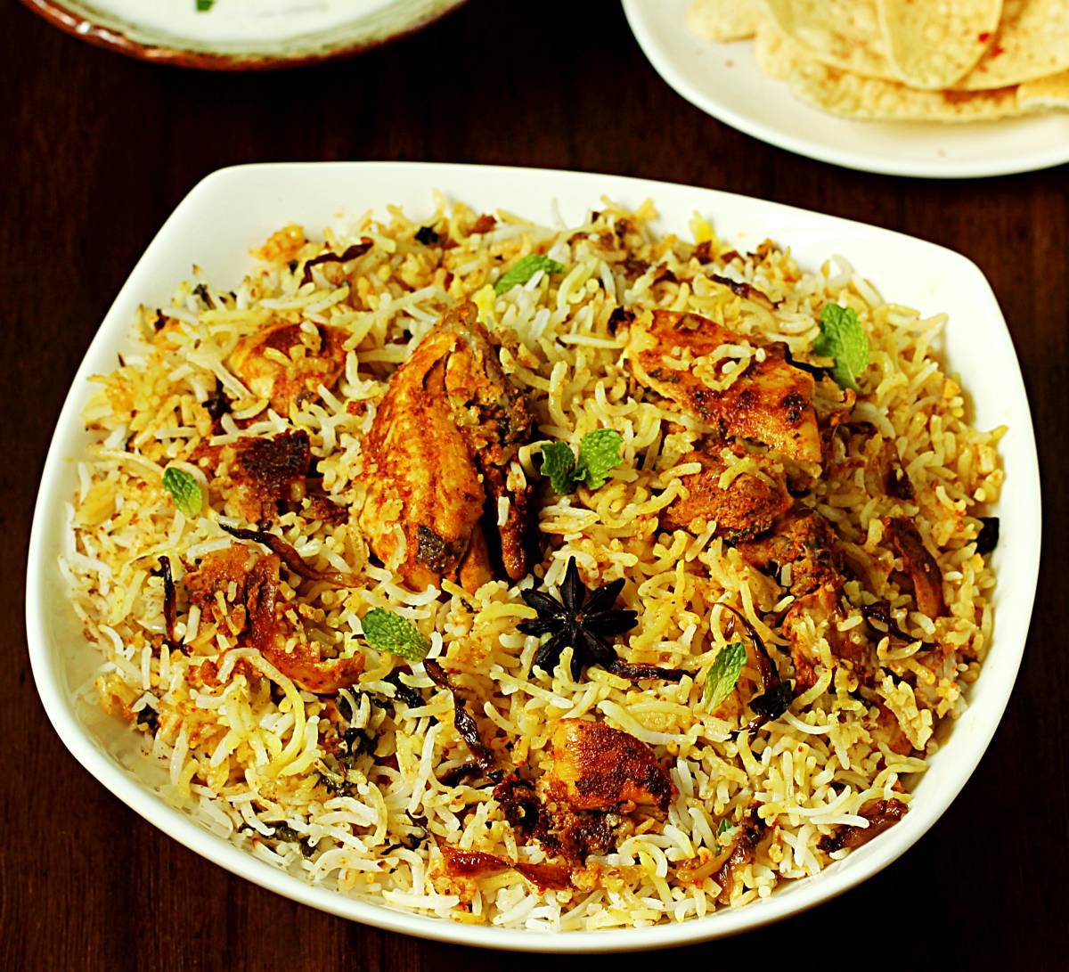 Chicken Hyderabadi Dum Biryani with Raita